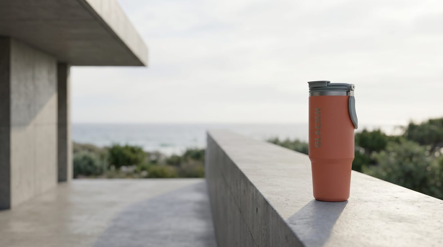 On a concrete ledge above the coast