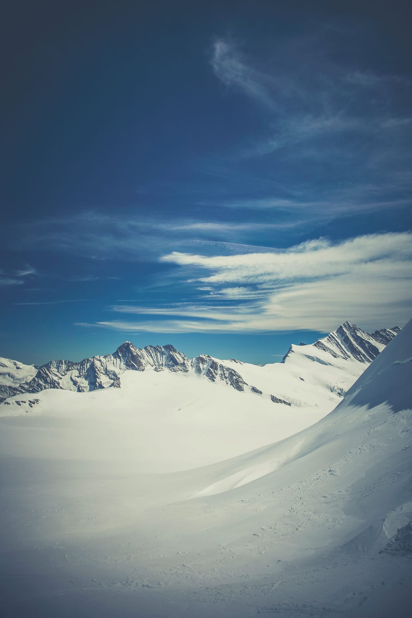 A high glacier under a clear sky